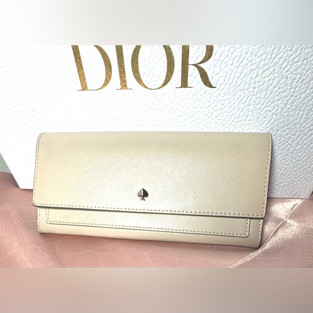 KATE SPADE Long Taupe Soft Saffiano Leather Continental Wallet NWOT